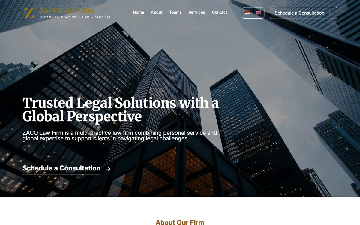 Website Perusahaan Zaco Law Firm — foto 1